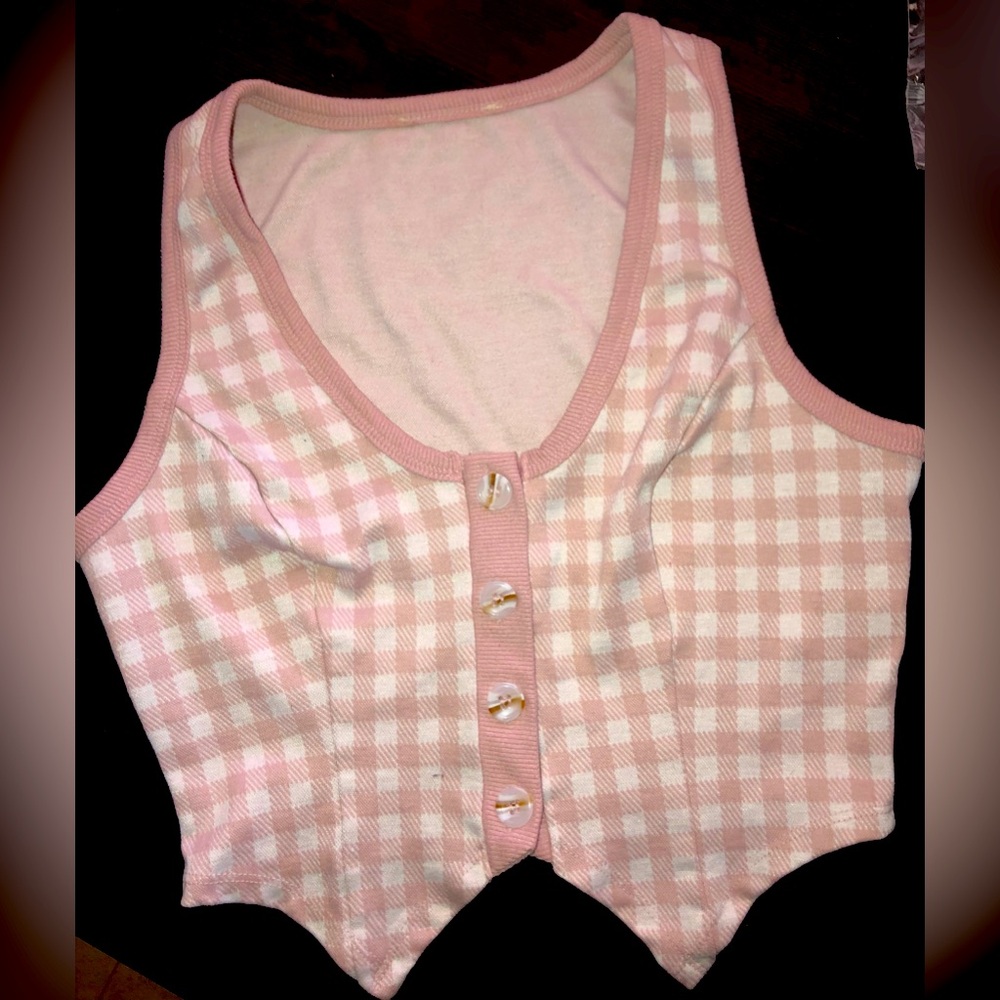 Meraki Pink & White Pointed Women’s Crop Top